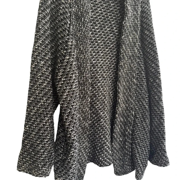 Zara Knit Chunky Black White Grey Open Front Cardigan Sweater M - Picture 3 of 11